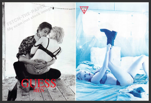 Guess Drew Barrymore 1990s Print Ad 1993 (1 Pg Front & Back) Legs Fetch-the-Paper