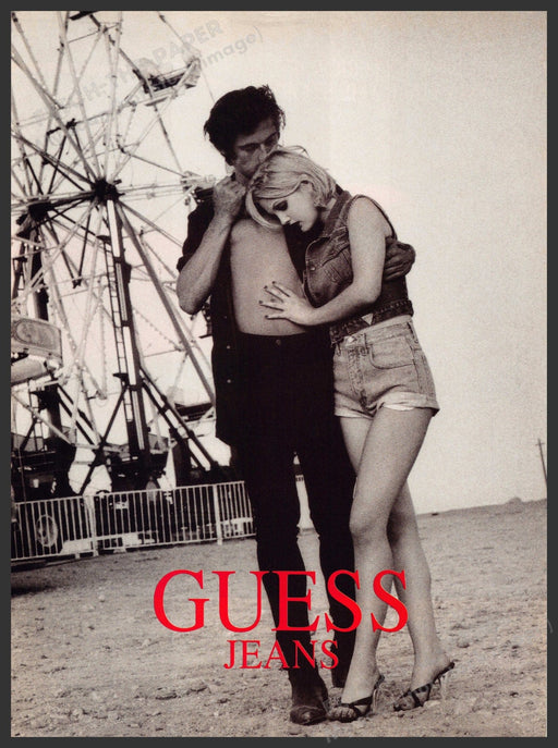 Guess Drew Barrymore 1990s Print Advertisement 1993 Ferris Wheel Beach Legs Guess