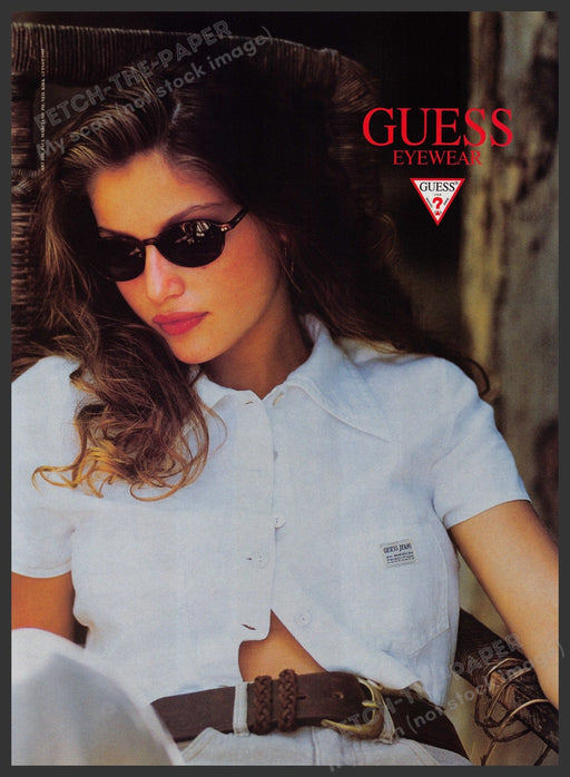 Guess Eyewear 1990s Print Advertisement Ad 1995 Laetitia Casta Fetch the Paper!