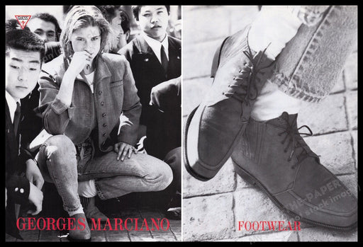 Guess Footwear Model Emma Warg Front& Back Page 1980s Print Advertisement 1989 Fetch-the-Paper