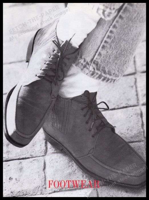 Guess Footwear Model Emma Warg Front& Back Page 1980s Print Advertisement 1989 Fetch-the-Paper