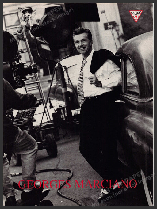 Guess Georges Marciano 1990s Print Advertisement Ad 1992 Tom Skerritt Movie Set Fetch-the-Paper