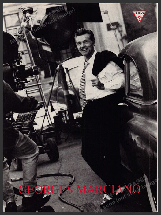 Guess Georges Marciano 1990s Print Advertisement Ad 1992 Tom Skerritt Movie Set Fetch-the-Paper