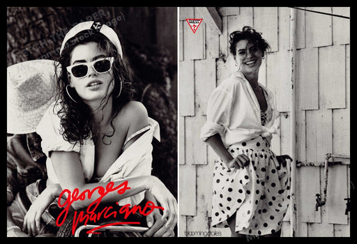 Guess Georges Marciano Carrie Otis 1980s Print Advertisement 1989 Front / Back Fetch-the-Paper