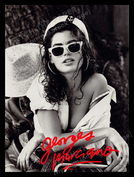 Guess Georges Marciano Carrie Otis 1980s Print Advertisement 1989 Front / Back Fetch-the-Paper