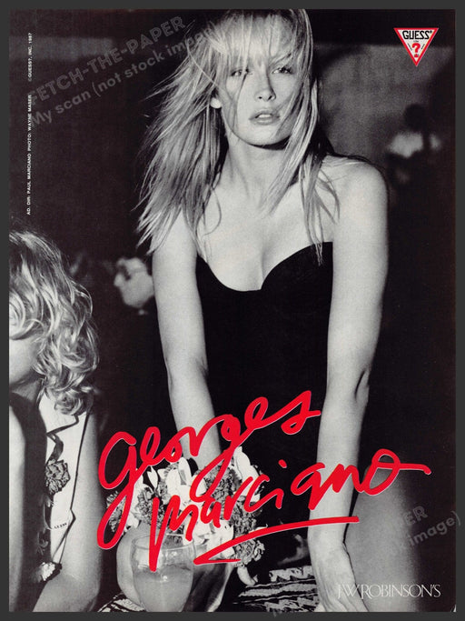 Guess Georges Marciano Estelle Lefebure 1980s Print Advertisement Ad 1987 Sexy Fetch-the-Paper