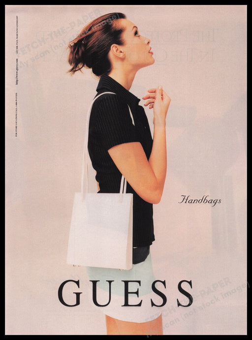Guess Handbags 1990s Print Advertisement Ad 1997 Legs Cute Girl Fetch the Paper!