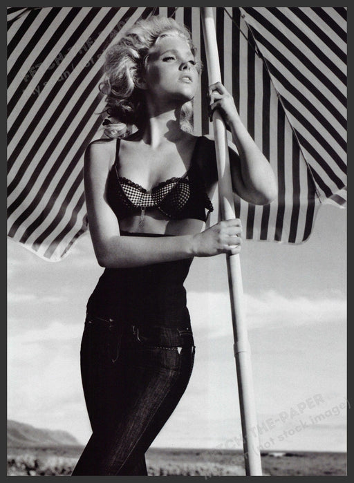 Guess Jeans Elsa Hosk 2000s Print Advertisement 2007 Beach Umbrella Fetch-the-Paper