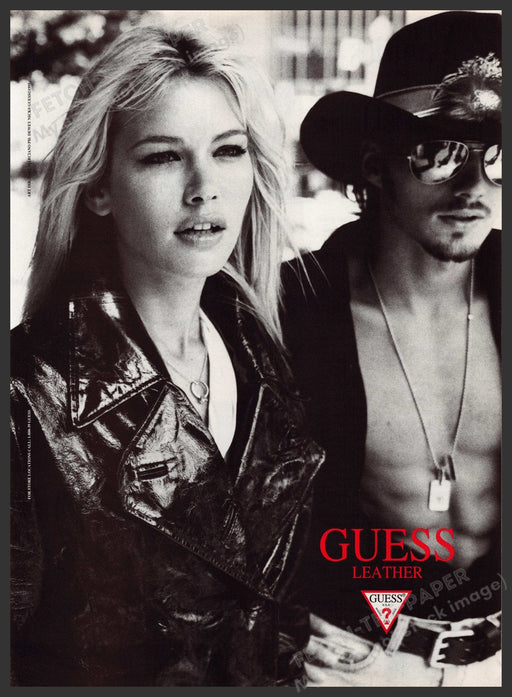 Guess Leather Valeria Mazza 1990s Print Advertisement Ad 1995 Fetch the Paper!