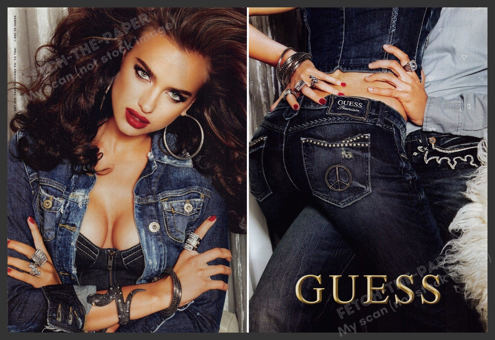 Guess Premium Jeans Irina Shayk 2000s Print Advertisement (2 pages) 2009 Fetch-the-Paper