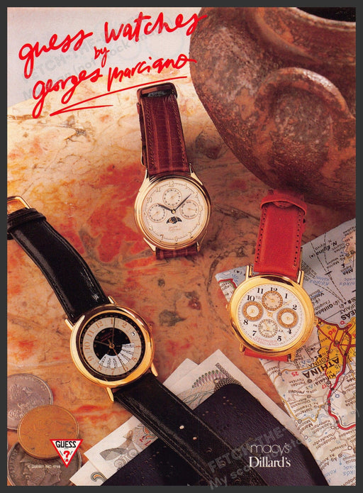 Guess Watches by Georges Marciano 1980s Print Advertisement 1989 Ad Guess by Marciano