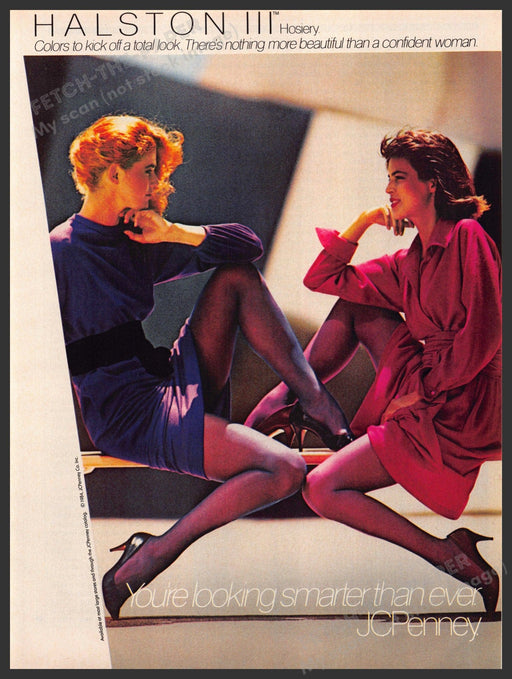 Halston III 1980s Print Advertisement 1984 Hosiery Legs Working Women Halston III