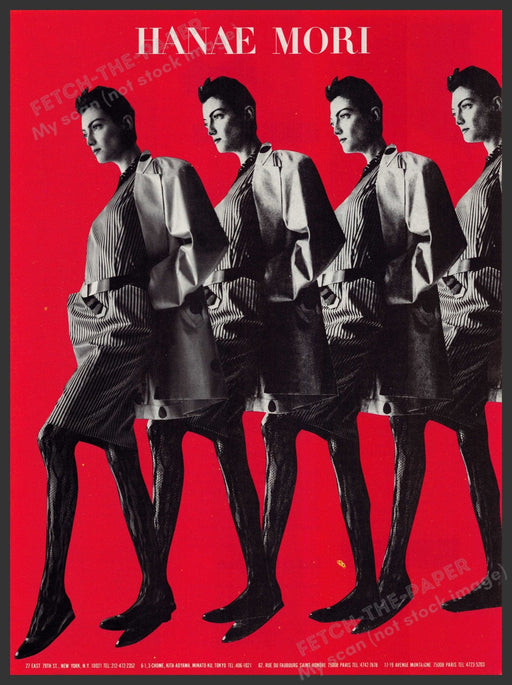 Hanae Mori Clothing 1980s Print Advertisement Ad 1987 Legs Hosiery Fetch-the-Paper