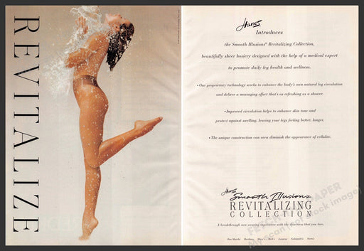 Hanes 1990s Magazine Print Ad (2 pages) 1998 Legs Revitalizing Smooth Hosiery Hanes