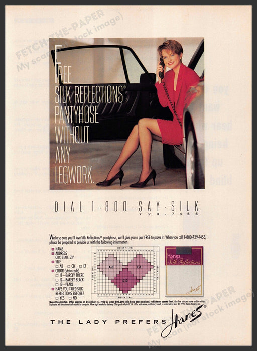 Hanes 1990s Print Advertisement 1990 Legs Working Woman Lady Cars Silk Hanes