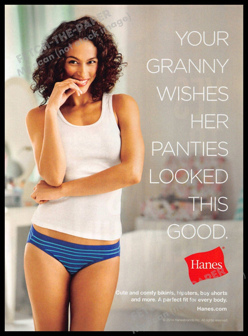 Hanes 2010s Magazine Print Ad 2014 "Granny wishes her panties looked this good" Hanes