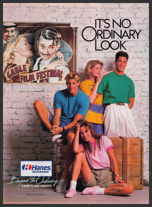 Hanes Activewear 1980s Print Advertisement 1989 Friends "It's no ordinary look" Hanes Activewear
