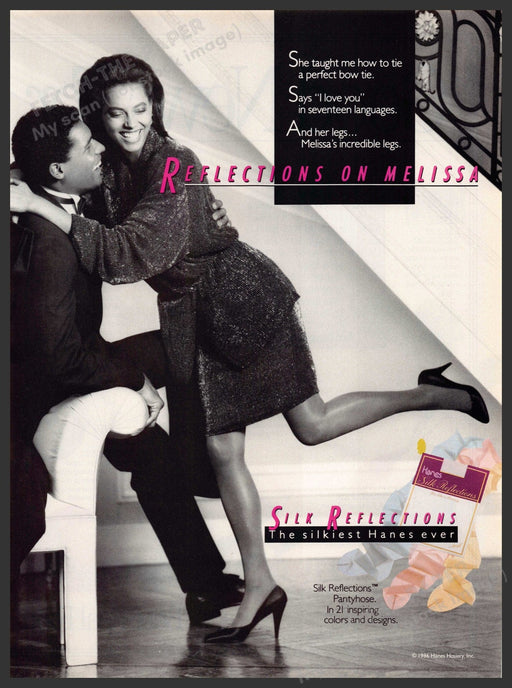 Hanes Silk Reflections 1980s Print Advertisement Ad 1987 Hosiery Melissa's Legs Hanes