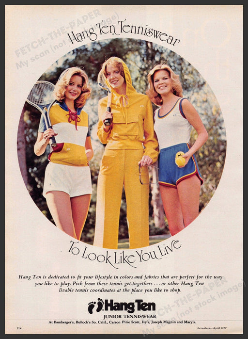 Hang Ten 1970s Print Advertisement 1977 Legs Girls Tenniswear Hang Ten