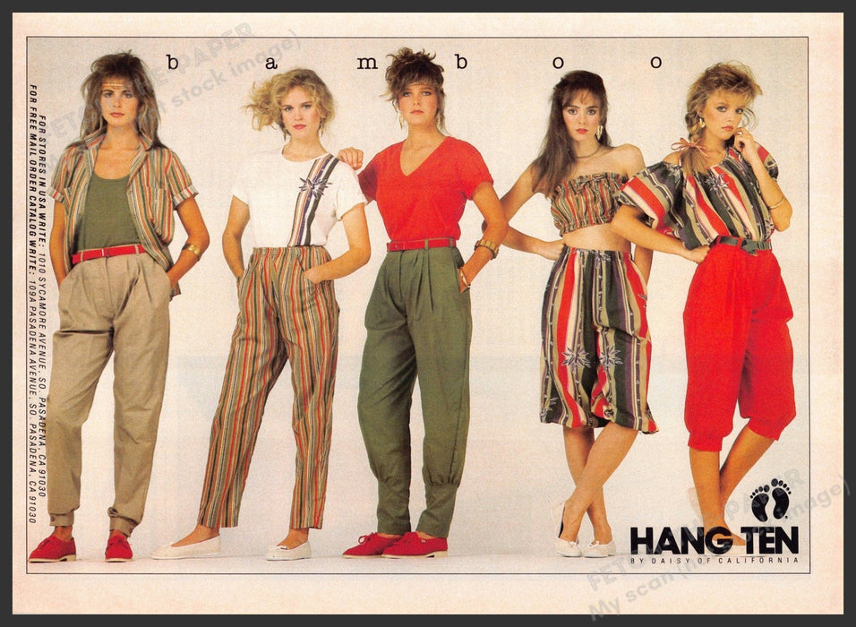 Hang Ten Bamboo Fashion 1980s Print Advertisement 1982 Legs Fetch-the-Paper