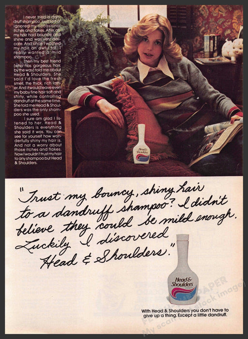 Head & Shoulders 1970s Print Advertisement 1977 Hair Student Head & Shoulders