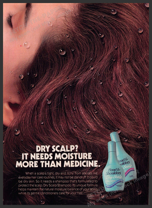 Head & Shoulders 1990s Print Advertisement 1990 Brunette Hair Moisture Dry Scalp Head & Shoulders