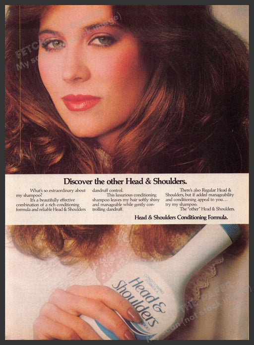 Head & Shoulders Conditioning 1980s Print Advertisement 1982 Big Hair Fetch-the-Paper