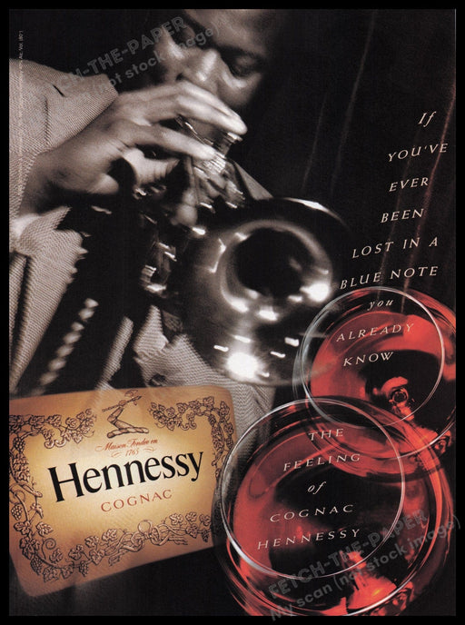 Hennessy Cognac 1990s Print Advertisement Ad 1997 Trumpet Player Fetch the Paper!