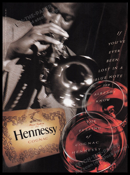 Hennessy Cognac 1990s Print Advertisement Ad 1997 Trumpet Player Fetch the Paper!