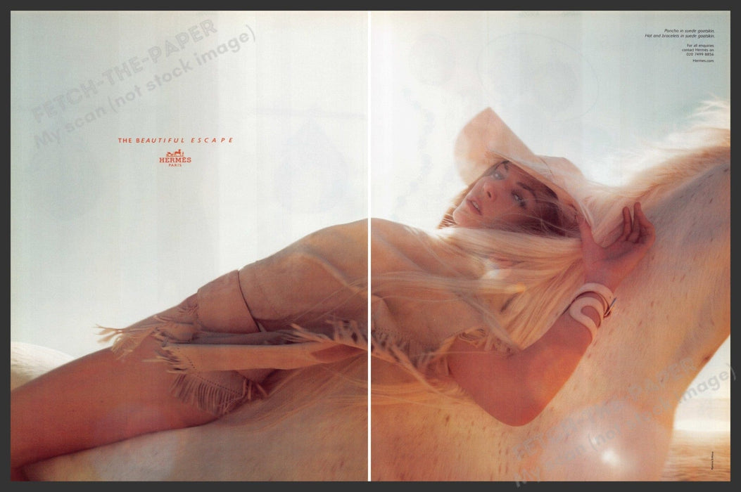 Hermes 2000s Print Advertisement (2 Page) 2009 Horse "The beautiful escape" Fetch-the-Paper
