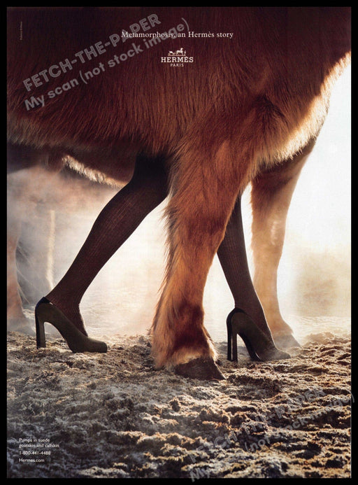 Hermes Footwear 2010s Magazine Print Ad 2014 Legs Hosiery Metamorphosis Pony Hermes
