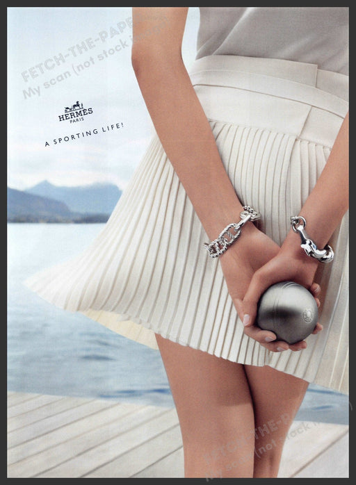 Hermes Paris 2010s Print Advertisement 2013 Legs "A sporting Life" Pleated Skirt Fetch-the-Paper