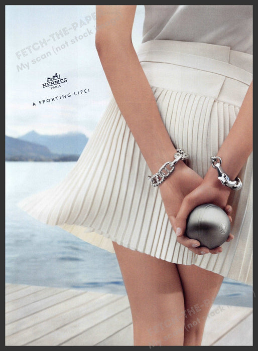 Hermes Paris 2010s Print Advertisement 2013 Legs "A sporting Life" Pleated Skirt Fetch-the-Paper