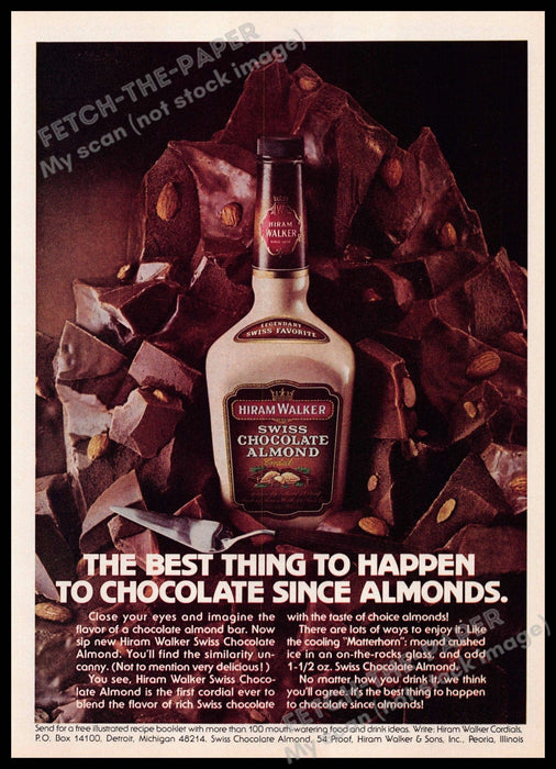 Hiram Walker 1970s Print Advertisement 1977 Swiss Chocolate Almond Hiram Walker