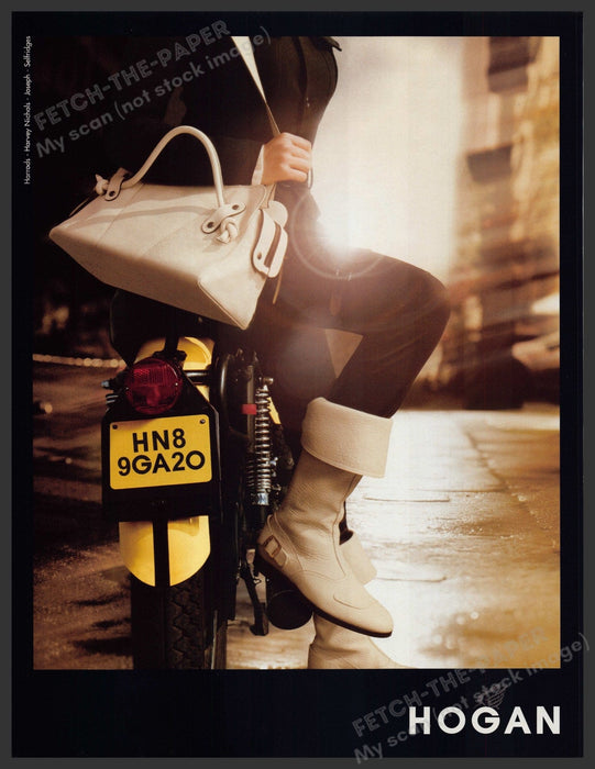 Hogan Shoes Handbags 2000s Print Advertisement Ad 2003 Legs Motorcycle Fetch-the-Paper