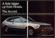 Honda Accord 1970s Print Advertisement (2 page) 1976 "A little bigger car" Fetch-the-Paper