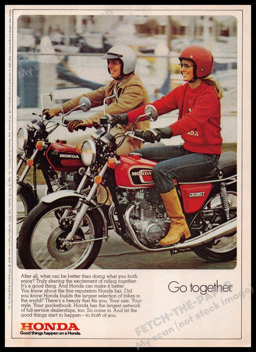 Honda CB360T 1970s Magazine Print Ad 1975 "Go together" Motorcycles Honda CB360T
