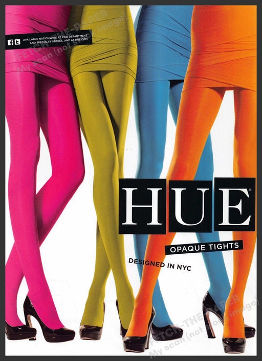 Hue Opaque Tights 2010s Print Advertisement 2012 Bright Colorful Legs Fetch-the-Paper