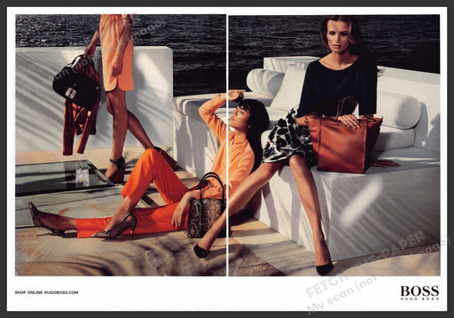 Hugo Boss 2010s Print Advertisement Ad (2 page) 2013 Legs Girls Deck Water Fetch-the-Paper