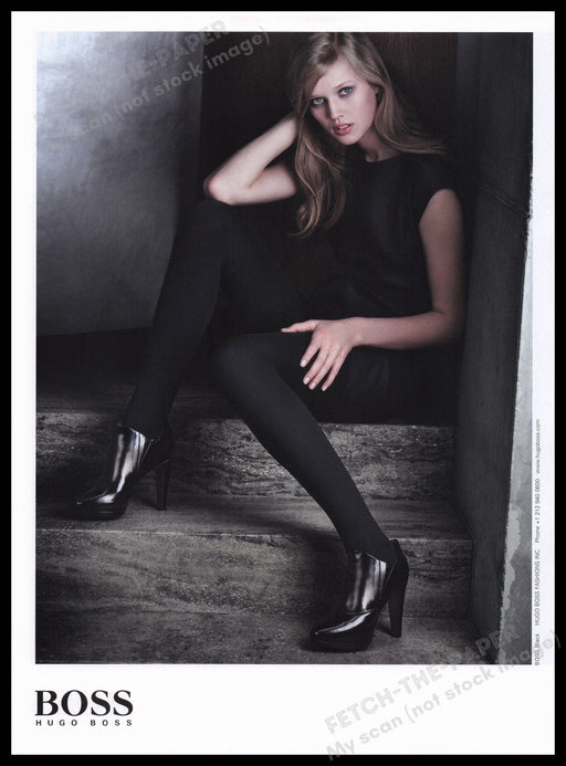 Hugo Boss Shoes 2000s Print Advertisement Ad 2009 Tights Legs Cute Fetch the Paper!