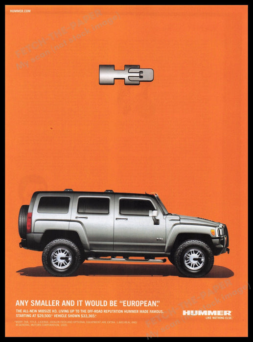 Hummer H3 SUV 2000s Print Advertisement Ad 2005 Fetch the Paper!