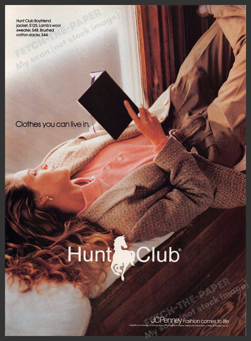 Hunt Club 1990s Print Advertisement 1990 Working Woman Relaxing Clothing Hunt Club