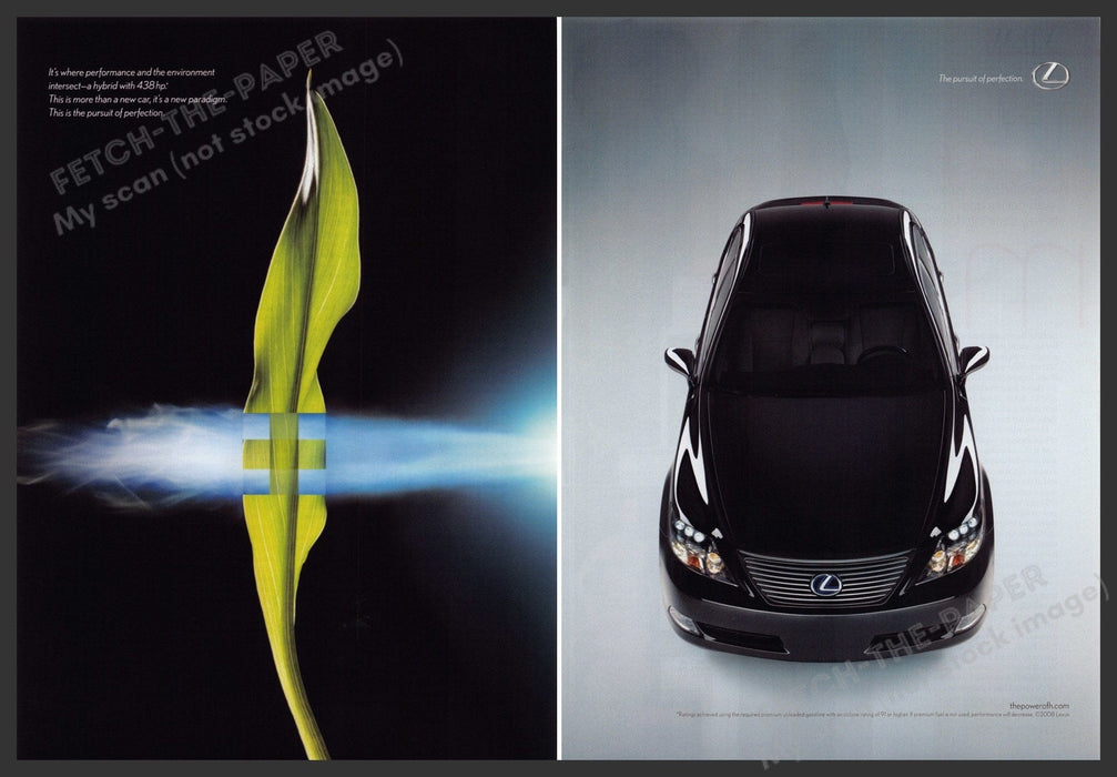 Hybrid Lexus Car 2000s Print Advertisement (2 pages) 2008 Great Promo Ad Fetch the Paper!