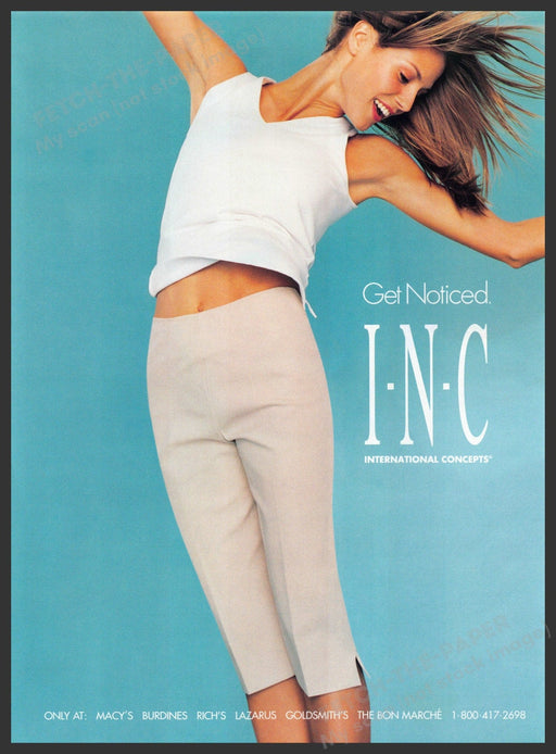 I.N.C. Fashion 1990s Print Advertisement 1999 International Concept Girl Jumping Fetch-the-Paper