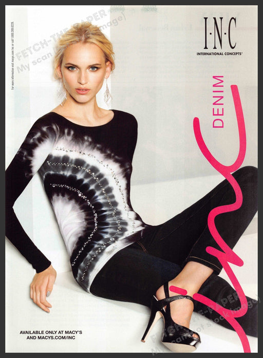 INC International Concept Denim 2000s Print Advertisement 2013 Legs Macy's Fetch-the-Paper