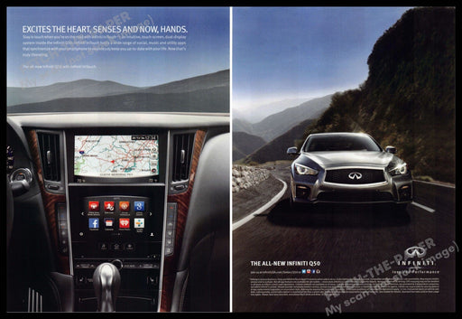 Infiniti Q50 2010s Print Advertisement (2 pages) 2013 "Excites the heart" Infiniti Q50