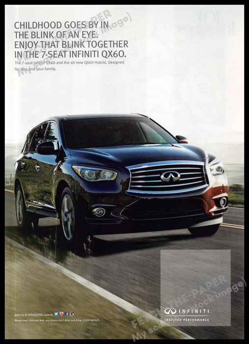 Infiniti QX60 2010s Magazine Print Advertisement 2013 "Blink of an eye..." Infiniti QX60