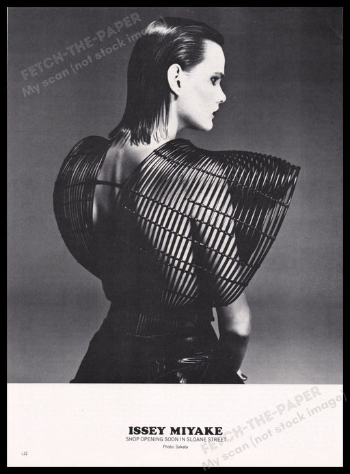 Issey Miyake Fashion 1980s Print Advertisement Ad 1982 Unique Sloane Street Shop Fetch the Paper!