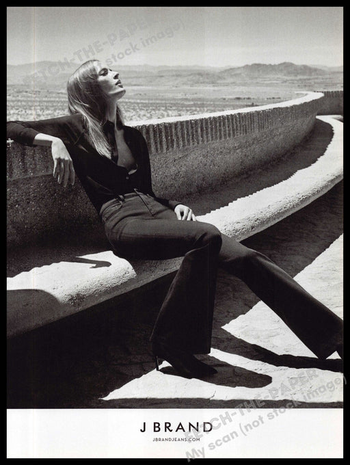 J Brand Jeans 2010s Magazine Print Ad 2015 Concrete Bench Long Legs J Brand