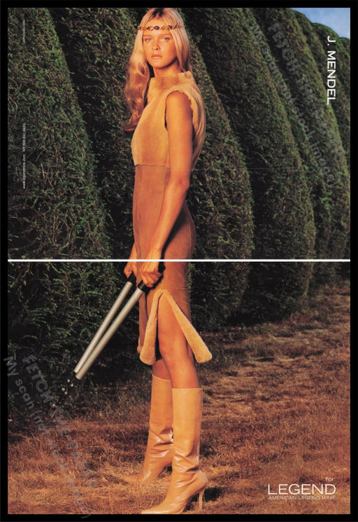 J. Mendel Clothing 1990s Print Advertisement (2 pages) 1999 Warrior Model Fetch the Paper!